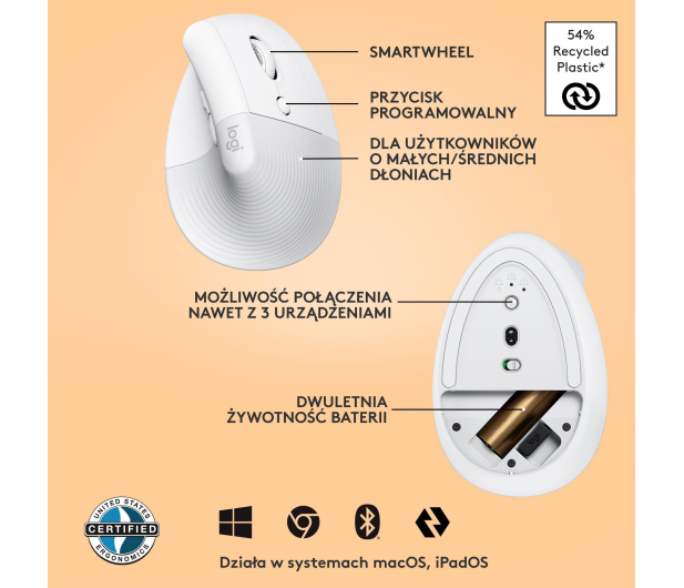 Logitech LIFT Biała - 743072 - zdjęcie 11